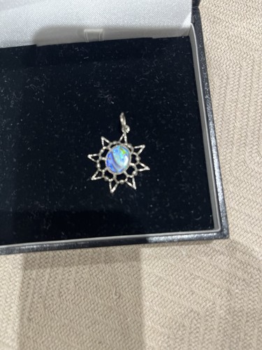 Blue faux opal sunburst star - faux,