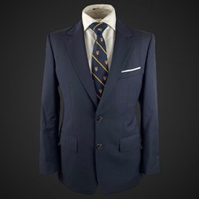 Aquascutum Men’s Blazer Jacket 38R Slim Fit Navy Blue Wool Smart Suit Fit 36/37