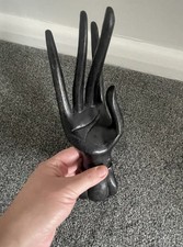 Wooden Carved Hand Sculpture Display Jewellery Ring Holder Boho Black