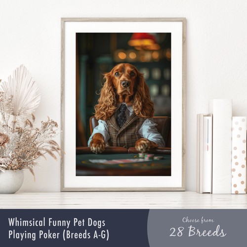 Dogs playing poker print - dogs,