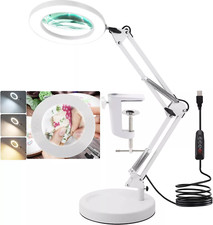 10X Magnifying Glass with Light and Stand LED Desk Lamp dimmable for Craft Hobby