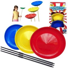 Spinning Circus Plates With Sticks Set Of 3 Outdoor Juggling Game Kids Toys