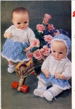 BABY/doll  knitting  pattern jacket and  dress sets  dk  12 in baby doll  