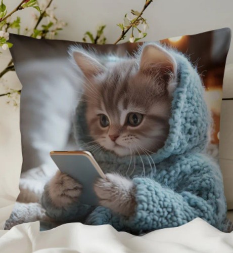 Funny cat with - cat, phone