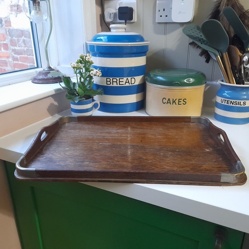 Oak tea tray mid - oak,