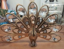 Brass & Crystal Peacock Figure