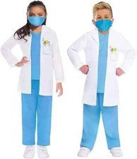 Kids Doctor Fancy Dress Costume Child Surgeon Scrubs Hospital UK 3-4yrs.