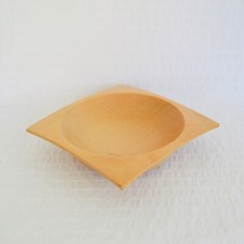 Turned Sycamore Wooden Bowl, Square Fruit Bowl, Geometric Pale Wood