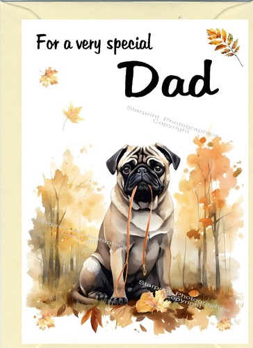 Pug dog blank card - (6", x4")