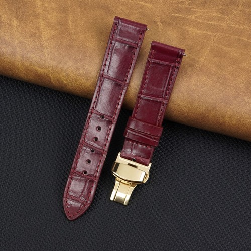 Flat burgundy leather watch - burgundy,
