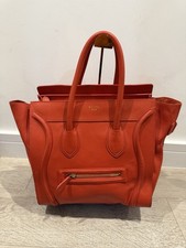 Preloved Celine Luggage Bag Orange Leather Handbag