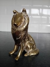 Vintage Brass Collie Dog Ornament, Height 10cm