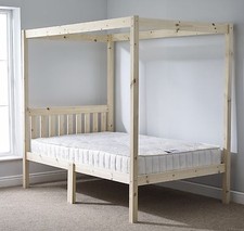 Four Poster Bed Frame - 5ft Kingsize 4 Poster Pine Bed - (EB51)