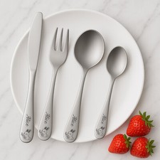 Custom Kids Cutlery 4PCS Set Toddler Utensil Birthday Baby Shower Christmas Gift