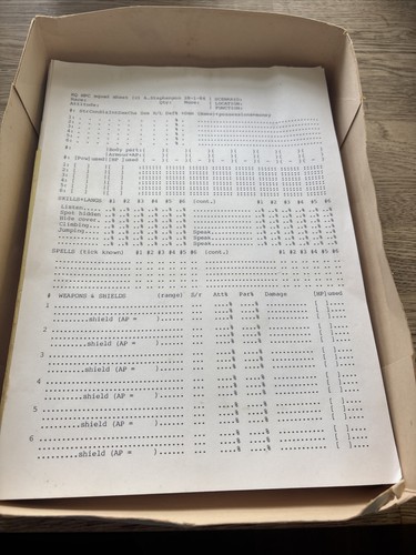 Runequest character sheets job - runequest,