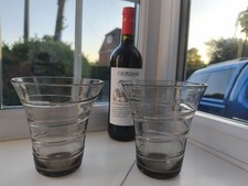 PAIR OF VINTAGE WHITEFRIARS PEWTER ART GLASS RIBBON TRAIL VASES - POWELL 8886