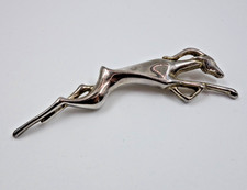 Vintage Pewter Large Racing Greyhound Dog Brooch - Silver Tone Metal