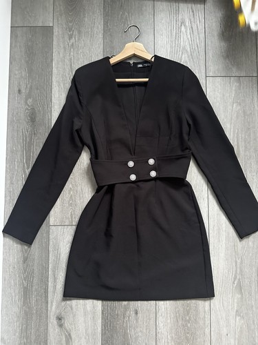 Zara black neck belted - zara, v-neck