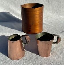 2 Antique Victorian Copper Cup Measures and a Wooden Grain Measure