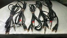 5x 6.35mm Mono Jack To Red & White RCA Phono Plugs Soft Flex Cables 3M