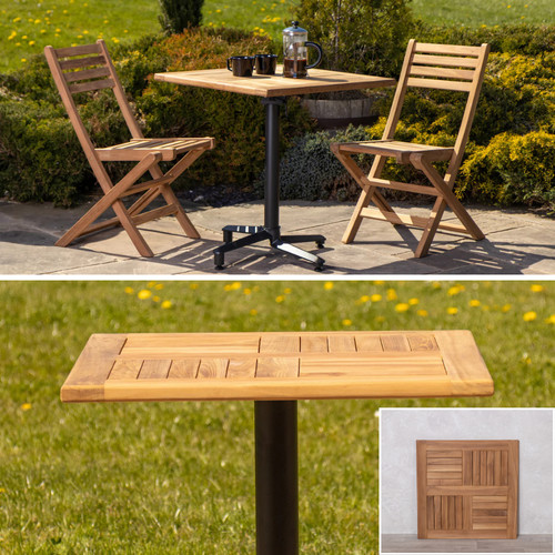 Teak outdoor square table top - teak,