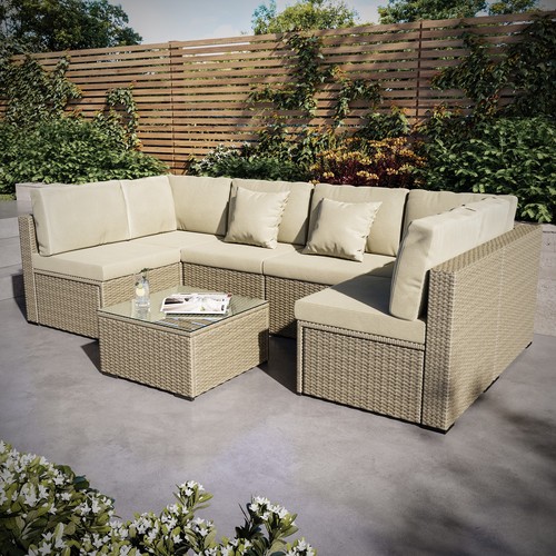 Seater beige shaped rattan - seater, u