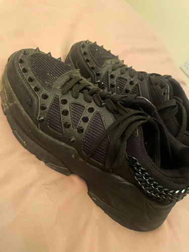 Black studded lace low top - studded, lace-up
