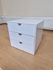 OSCO White Hi-Gloss Plastic Cube, 3 Drawers, Not A4 Size-SMALL CHIP ON FRONT
