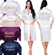 UK Long Satin Silk Personalized Wedding Robe Bridesmaid Bride Dressing Gowns