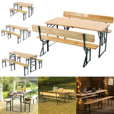 3Pcs Wooden Garden Beer Table