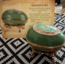 ATLAS EDITIONS FABERGE EGG ENAMEL COLLECTABLE TRINKET BOX Glacier Lake