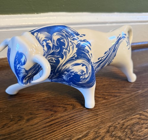 Ceramic bull sculpture - bull,
