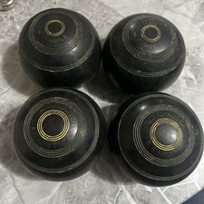 Rinkmaster Lawn Bowls X4 Woods R. G. Lawrie Size 5 Black Vintage Dated 1994