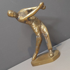 Vintage Golf Statue Figure Trophy Golfer Sports Decor Brass Gold Colour 