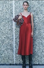 Zara Red satin slip long dress