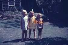 35mm Slide - Three Girls Posing In Back Garden, 1960s