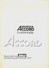 Honda Accord 3-dr Road Test 1977 UK Market Foldout Sales Brochure Autocar