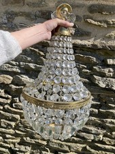 Vintage Crystal Glass Lustre Bag Chandelier Ceiling Light Shade