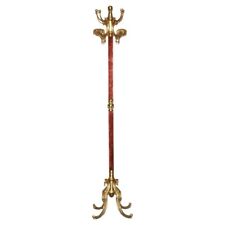 VERY RARE VICTORIAN CIRCA 1880 BRASS & RED VELVET VELOUR COAT HAT & SCARF STAND