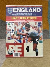 England Official World Cup Colour Giant Team Poster Souvenir 1990 New Strip