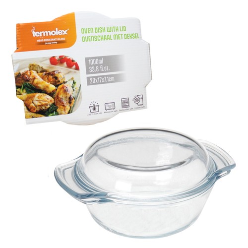 Glass round casserole dish - glass,