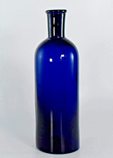 ANTIQUE BRISTOL COBALT BLUE GLASS BOTTLE 22cm