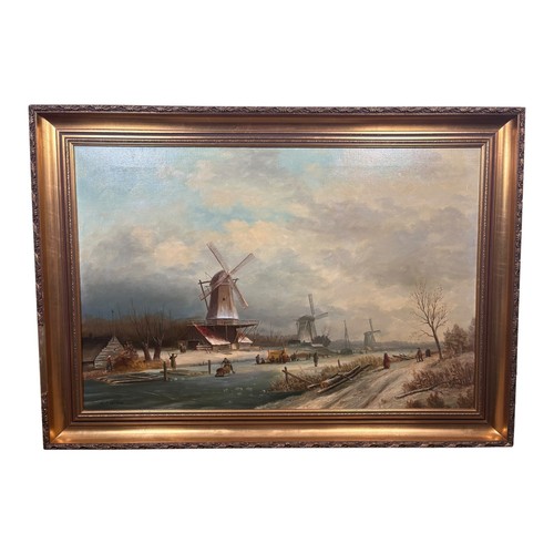 Large dutch windmill winter - large,