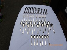 49 PIECE SILVER PLATE PISTOL HANDLE RAT TAIL PATTERN CUTLERY SET