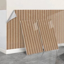 10-40x 3D Wooden Slat Wall Tiles Sticker Self-adhesive Waterproof PVC Wall Panel