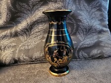 Greek Adis Vase 24ct Gold Accents Made In Greece 6.5"