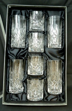 Boxed Vintage RCR Italian Lead Crystal Glasses - 4 Tumblers & 4 Highball VGC #KT