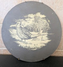 Rare Vintage Slate Round Wall Hanging Ringneck Pheasant Outdoors Hunting Sport