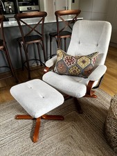 Pair Of Restored Vintage Recliners and foot stools 