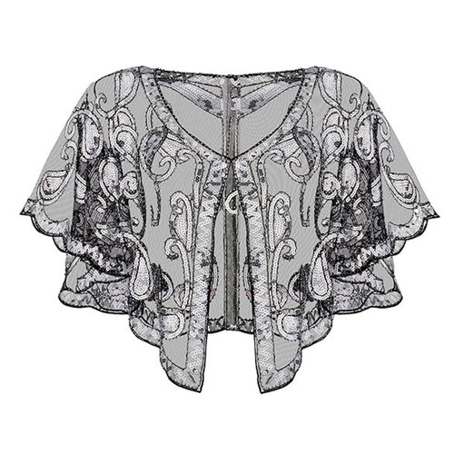 1pc retro sequins poncho coat - sequins,